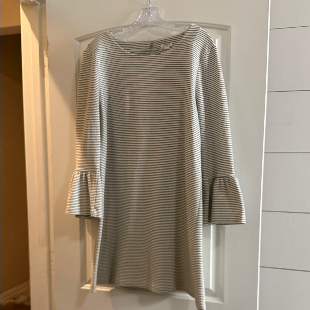 J. Crew Striped Long Sleeve Dress with Bell Sleeves